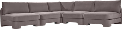 Hammond - Velvet Performance Fabric Upholstered 5 Piece Armless Sectional