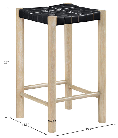 Entwine - Vegan Leather Upholstered Backless Counter Stool - Painted Natural