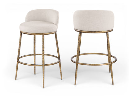 Ferro - Performance Fabric Upholstered Bar Stool - Antique Brass