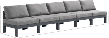 Nizuc - Outdoor Patio 5 Seat Modular Armless Sofa With Gray Frame