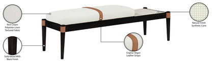 Nara - Linen Textured Fabric Upholstered Bench - Painted Black