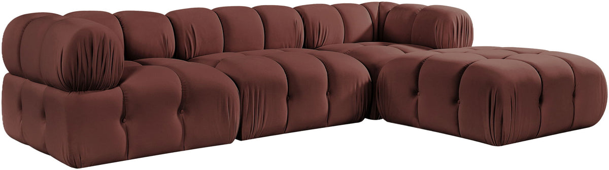 Orin - Velvet 4 Piece Modular Sectional With Chaise