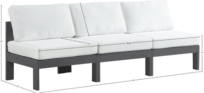 Nizuc - Outdoor Patio 3 Seat Armless Modular Sofa With Gray Frame