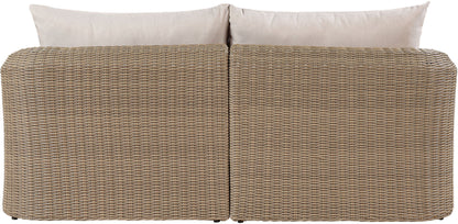 Seacrest - Olefin Water Resistant Fabric And Wicker 2 Piece Outdoor Patio Modular Loveseat
