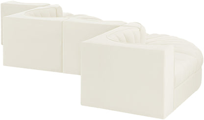 Rummi - Rounded Velvet Performance Fabric Upholstered 6 Piece Modular Sectional