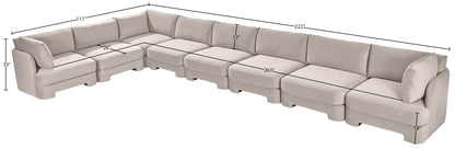 Hammond - Velvet Performance Fabric Upholstered 8 Piece L-Shaped Sectional
