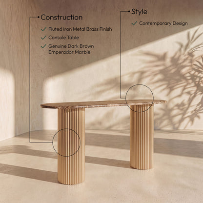 Cindra - Genuine Marble Top And Iron Base Console Table