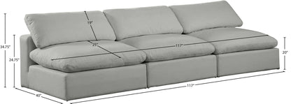 Comfy - Linen Modular Armless Sofa 3 Seats