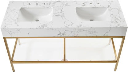 Marmo - Engineered Marble Bathroom Vanity With Gold Base