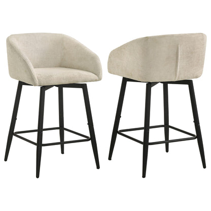 Rainer Fabric Upholstered Swivel Counter Height Chair Cream (Set of 2)