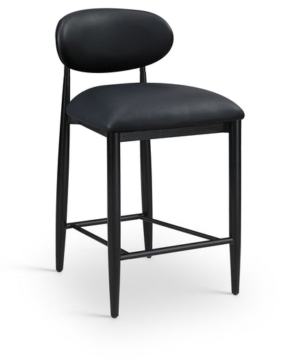 Riccio - Faux Leather Stool - Black Frame