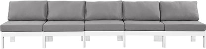Nizuc - Outdoor Patio 5 Seat Modular Armless Sofa With White Frame