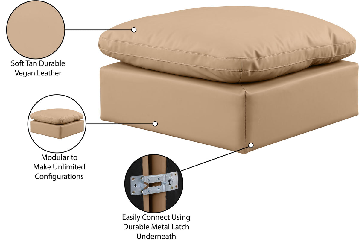Indulge - Faux Leather Ottoman - Tan