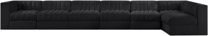 Rummi - Velvet Performance Fabric Upholstered 7 Piece Modular Sectional, L-Shaped (Right)