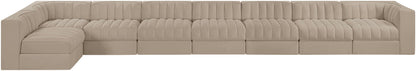 Rummi - Velvet Performance Fabric Upholstered 8 Piece Modular Sectional, L-Shaped (Right)
