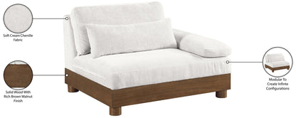 Turin - Chenille Fabric Upholstered Modular Arm Chair - Walnut Base