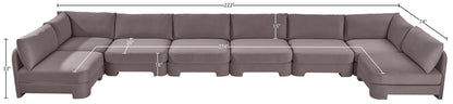Hammond - Velvet Performance Fabric Upholstered 8 Piece U-Shaped Armless Sectional - Beige
