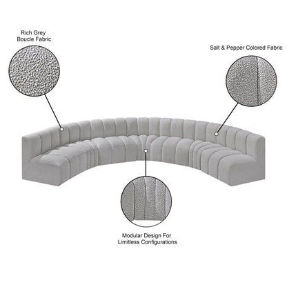 Arc - Boucle Fabric 7 Piece U-Shaped Modular Sofa
