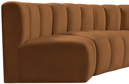 Arc - Velvet 7 Piece Modular Sofa - Saddle