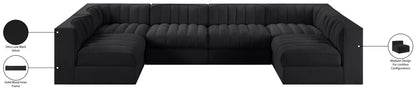 Rummi - Armless Velvet Performance Fabric Upholstered 6 Piece Modular Sectional