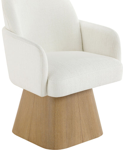 Marlowe - Linen Textured Fabric Upholstered Swivel Dining Arm Chair - Stained Natural