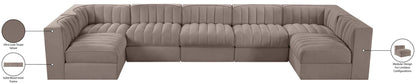 Rummi - Velvet Performance Fabric Upholstered 7 Piece Modular Sectional (With 2 Corner Chairs)