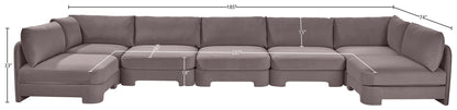 Hammond - Velvet Performance Fabric Upholstered 7 Piece U-Shaped Armless Sectional