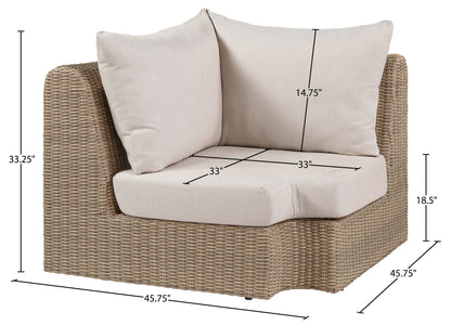 Seacrest - Olefin Water Resistant Fabric And Wicker Outdoor Patio Corner Chair