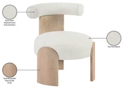 Calder - Linen Textured Fabric Upholstered Accent Chair - Painted Natural Base