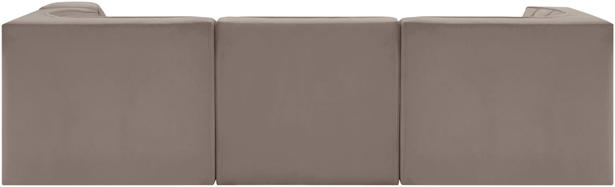 Rummi - Velvet Performance Fabric Upholstered 4 Piece Modular Sectional, With Reverse Corner Chair