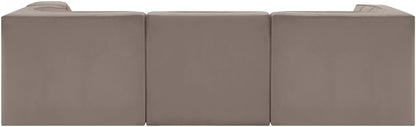 Rummi - Velvet Performance Fabric Upholstered 4 Piece Modular Sectional, With Reverse Corner Chair
