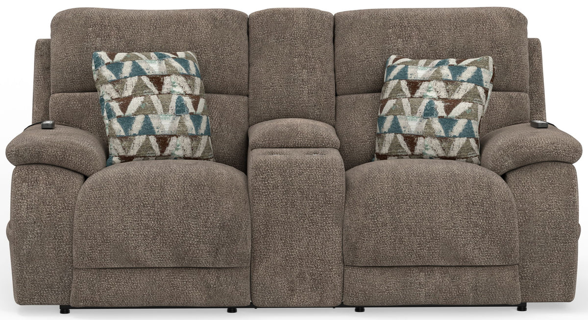 Joya - Power Headrest Power Lay Flat Reclining Console Loveseat With CR3 Heat/Massage/Lumbar/ZG