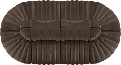 Rummi - Oval Velvet Performance Fabric Upholstered 8 Piece Modular Sectional