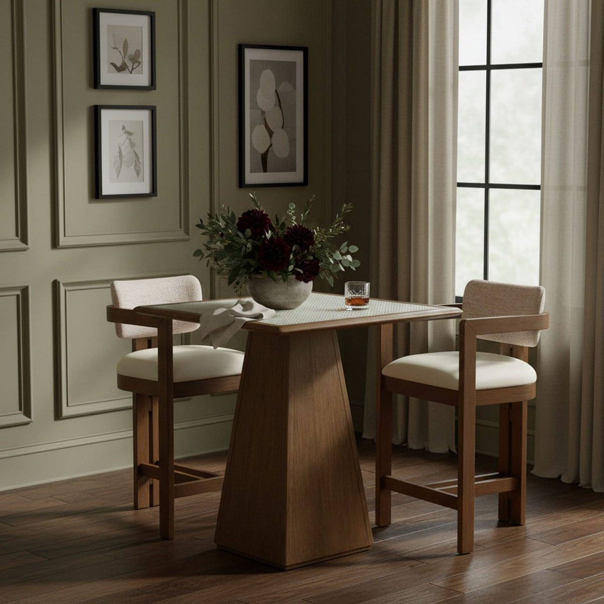 Ravina - Upholstered Counter Stool With Stained Brown Base