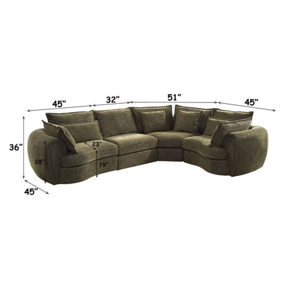Leighton - Modular Armless Chair With 1 Pillow - Green Chenille