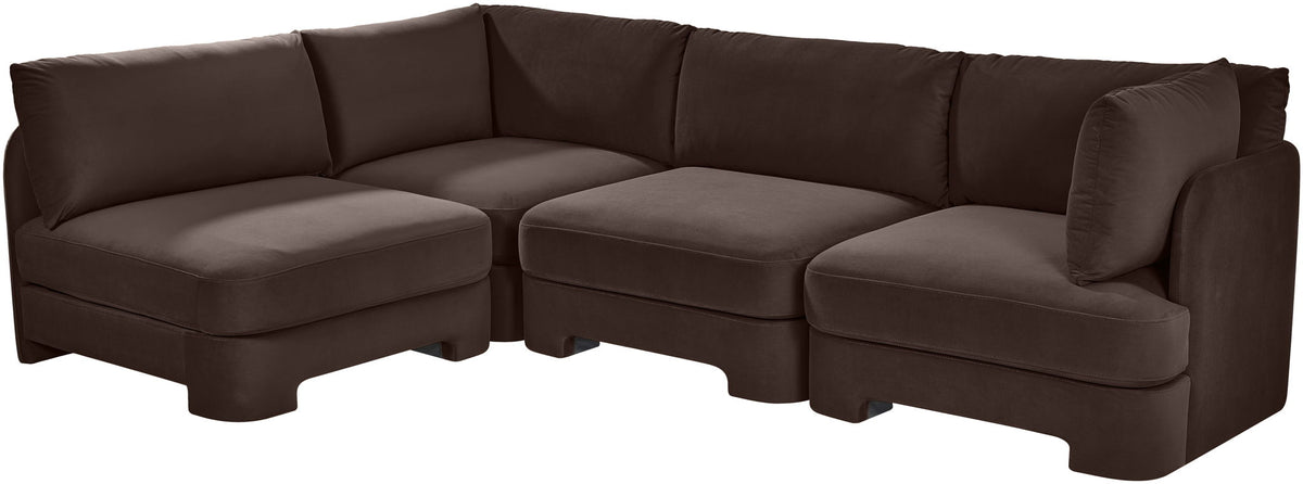 Hammond - Velvet Performance Fabric Upholstered 4 Piece Armless Sectional