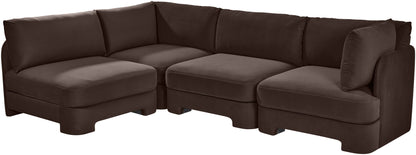 Hammond - Velvet Performance Fabric Upholstered 4 Piece Armless Sectional