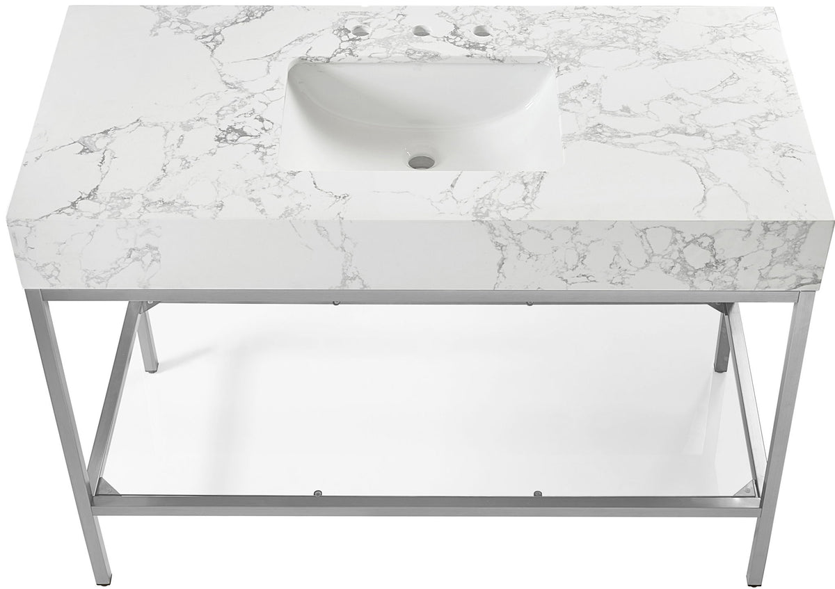 Marmo - Engineered Marble Bathroom Vanity With Chrome Base