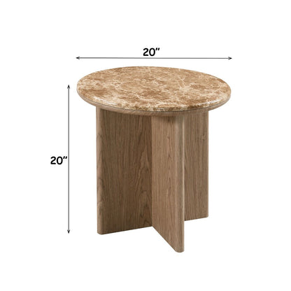 Markku - End Table With Natural Marble - Oak