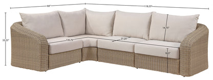 Seacrest - Olefin Water Resistant Fabric And Wicker 4 Piece Outdoor Patio Modular Sectional