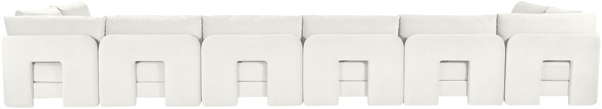 Hammond - Velvet Performance Fabric Upholstered 8 Piece U-Shaped Armless Sectional - Beige