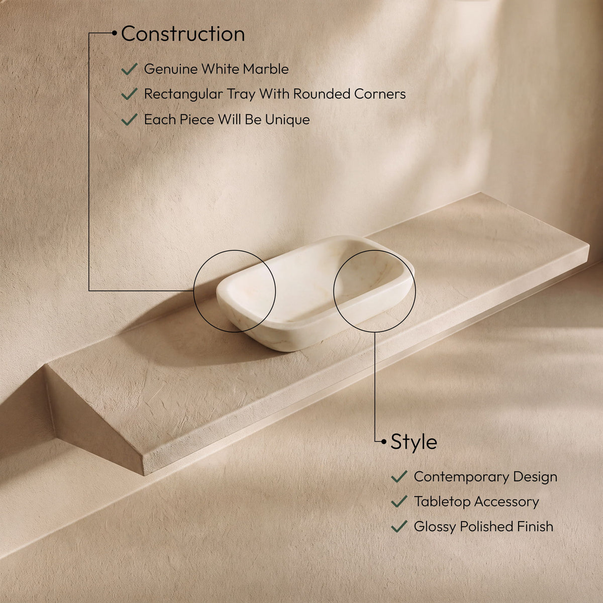Joel - Genuine Marble Tray