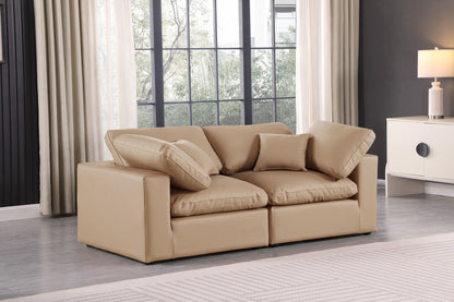 Comfy - Faux Leather Modular Sofa 2 Pieces - Tan