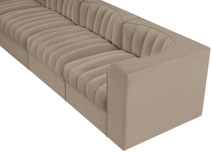 Rummi - Velvet Performance Fabric Upholstered 4 Piece Modular Sofa