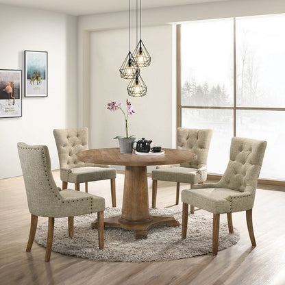 Yotam - Side Chair (Set of 2) - Beige Fabric & Salvaged Oak