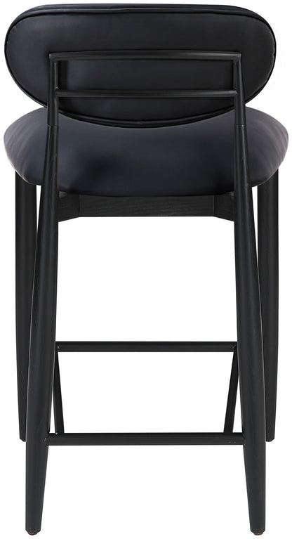 Riccio - Faux Leather Stool - Black Frame