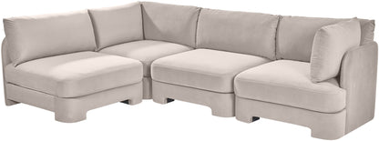 Hammond - Velvet Performance Fabric Upholstered 4 Piece Armless Sectional