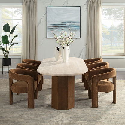 Leonardo - Dining Table - Travertine Top & Dark Oak