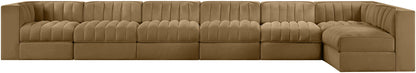 Rummi - Velvet Performance Fabric Upholstered 7 Piece Modular Sectional, L-Shaped (Right)