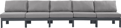 Nizuc - Outdoor Patio 5 Seat Modular Armless Sofa With Gray Frame